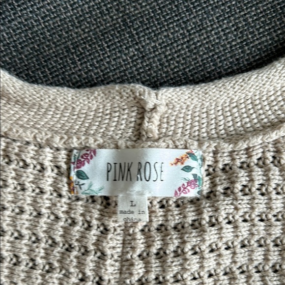 Pink Rose Women's Cream Cardigan Sweater Size Large - Picture 3 of 7
